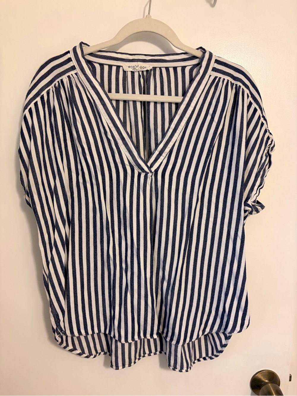 Workshop Republic Clothing Navy and White Striped V-Neck Tunic